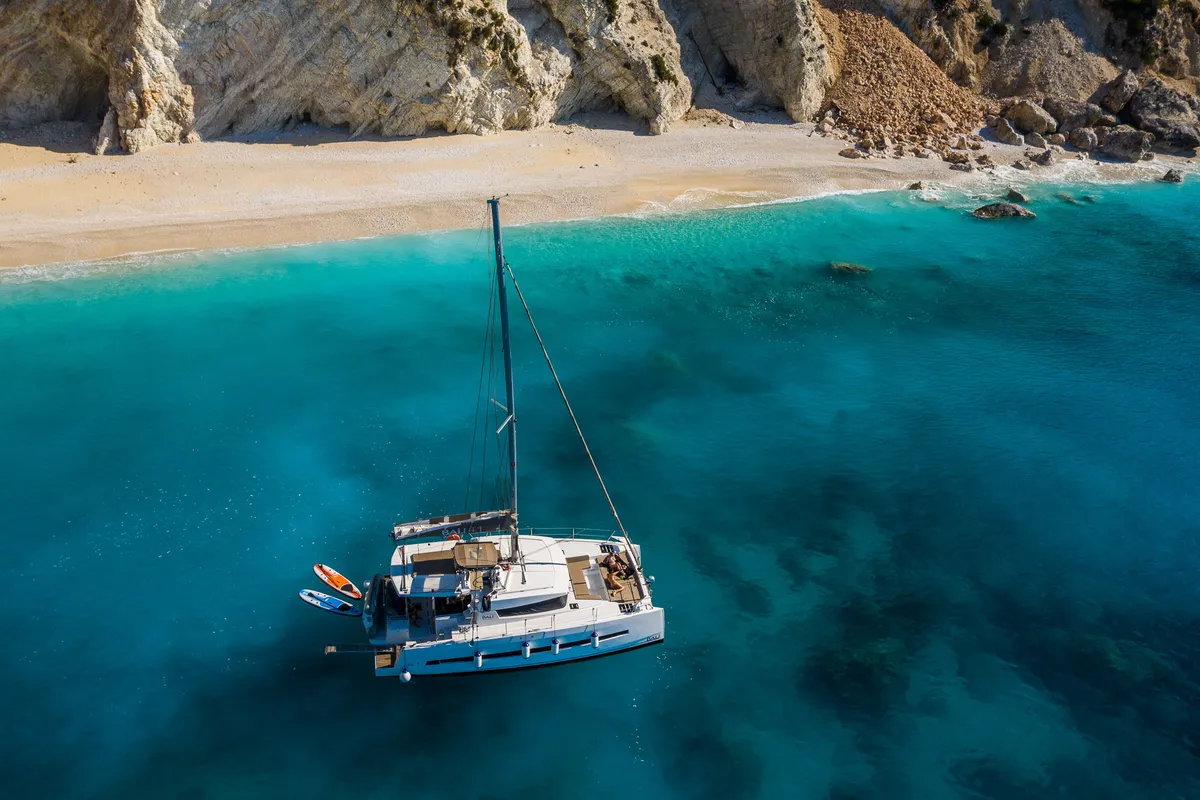 Exterior view of Georgia, a Bali 4.1 catamaran at Preveza, Greece