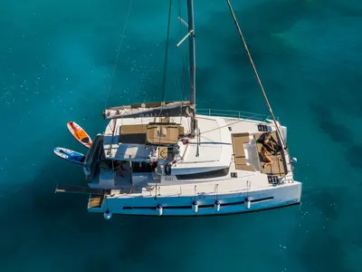 Galley of Georgia, a Bali 4.1 catamaran at Preveza, Greece