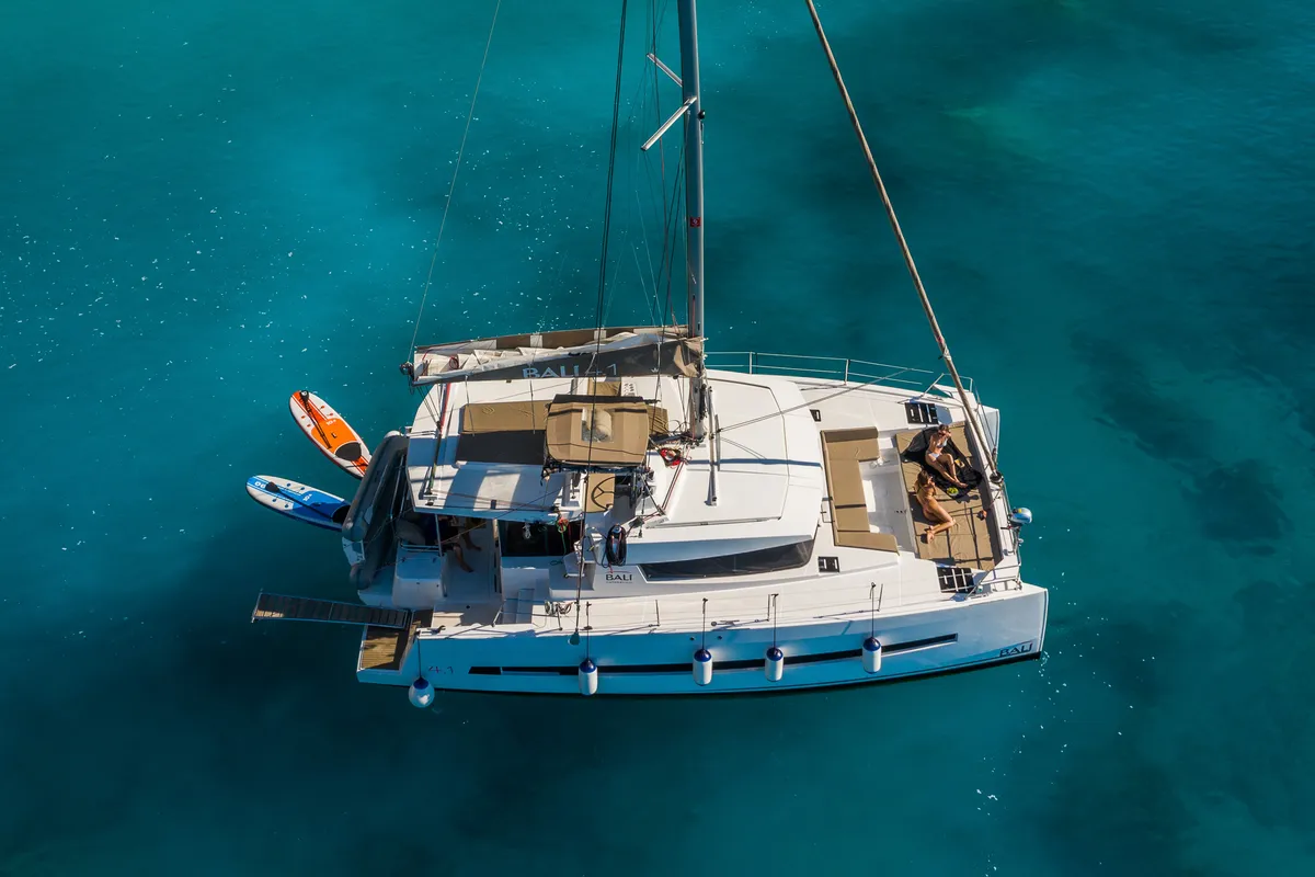 Galley of Georgia, a Bali 4.1 catamaran at Preveza, Greece