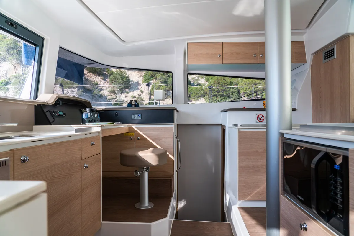 Exterior view of Georgia, a Bali 4.1 catamaran at Preveza, Greece