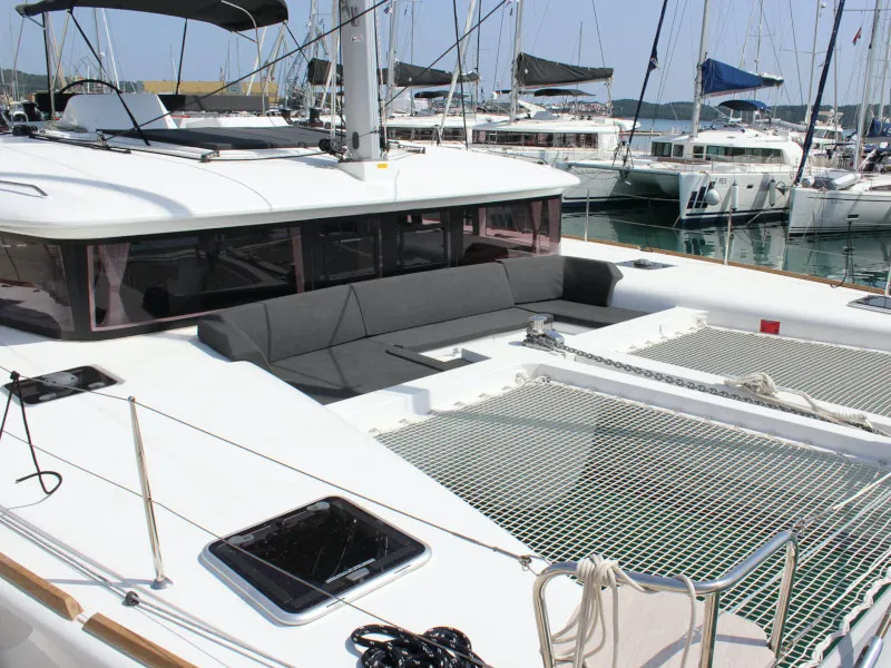 Deck of NADA I, a Lagoon 450 catamaran at Seget Donji, Croatia