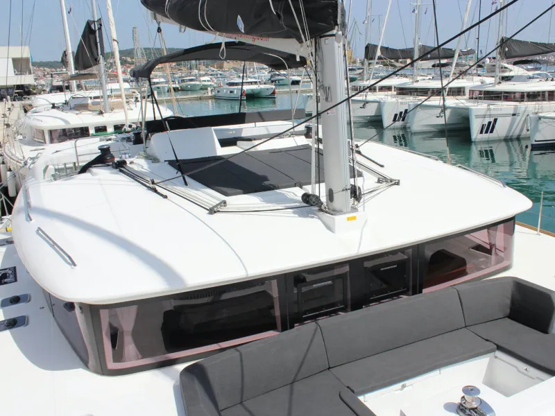 Deck of NADA I, a Lagoon 450 catamaran at Seget Donji, Croatia