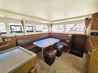 Salon of NADA I, a Lagoon 450 catamaran at Seget Donji, Croatia
