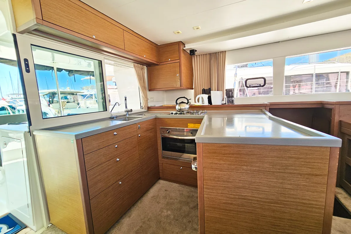 Galley of NADA I, a Lagoon 450 catamaran at Seget Donji, Croatia