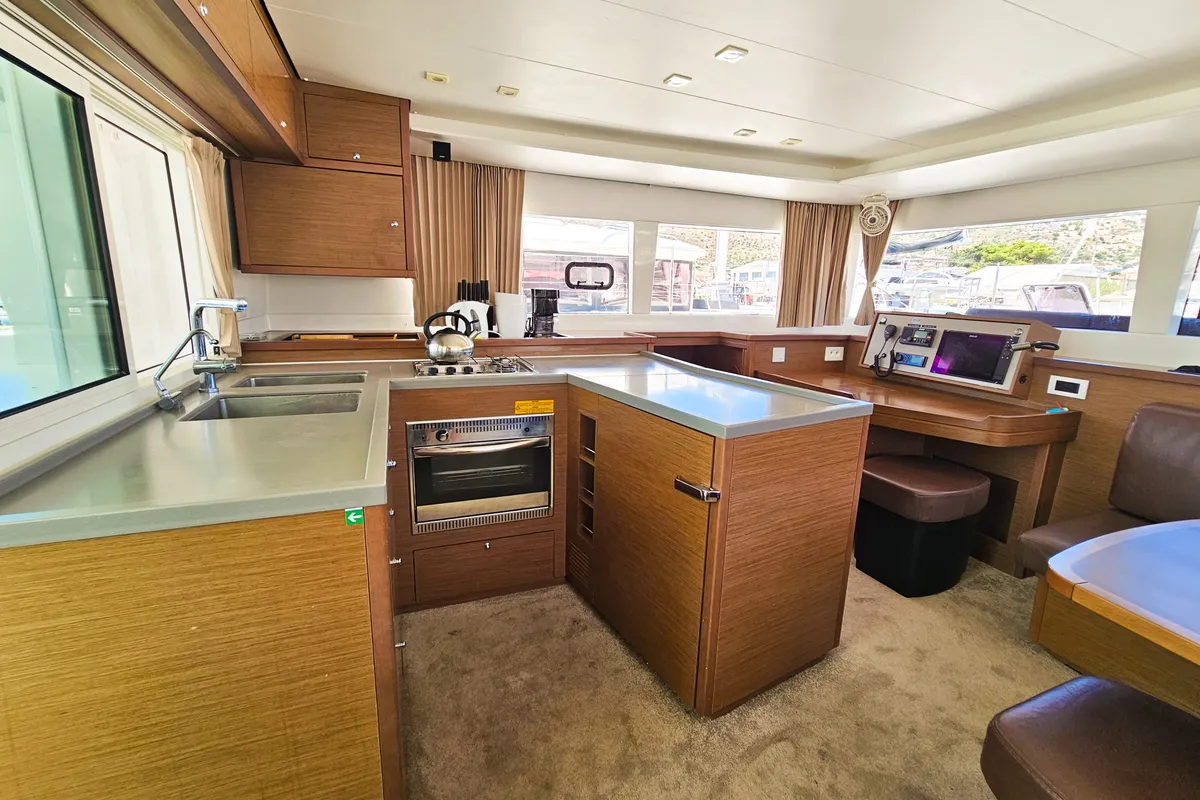 Galley of NADA I, a Lagoon 450 catamaran at Seget Donji, Croatia