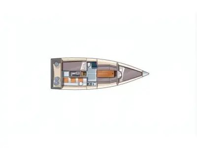 Floor plan of Telika, a Django 770 sailboat at Kerners, France