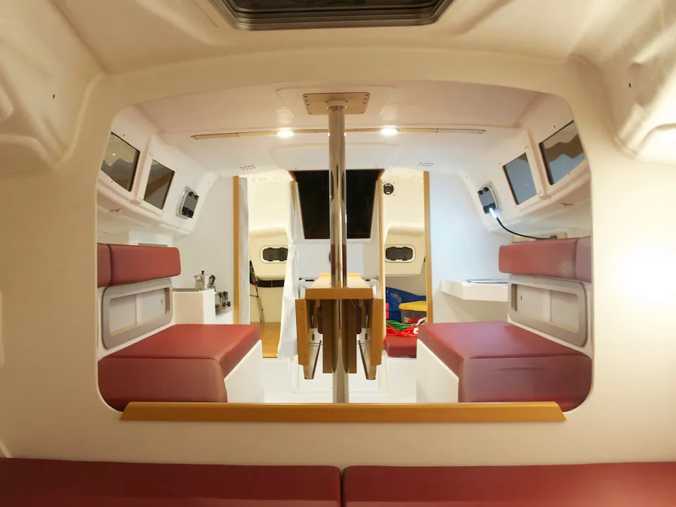 Salon of Telika, a Django 770 sailboat at Kerners, France
