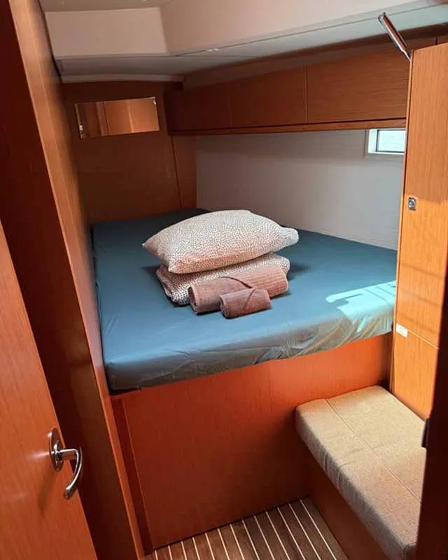 Cabin on Zerberus, a Bavaria Cruiser 46 sailboat at Palma de Mallorca, Spain