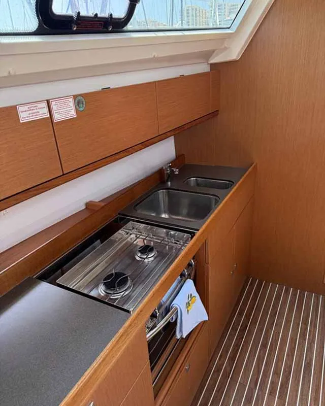 Galley of Zerberus, a Bavaria Cruiser 46 sailboat at Palma de Mallorca, Spain
