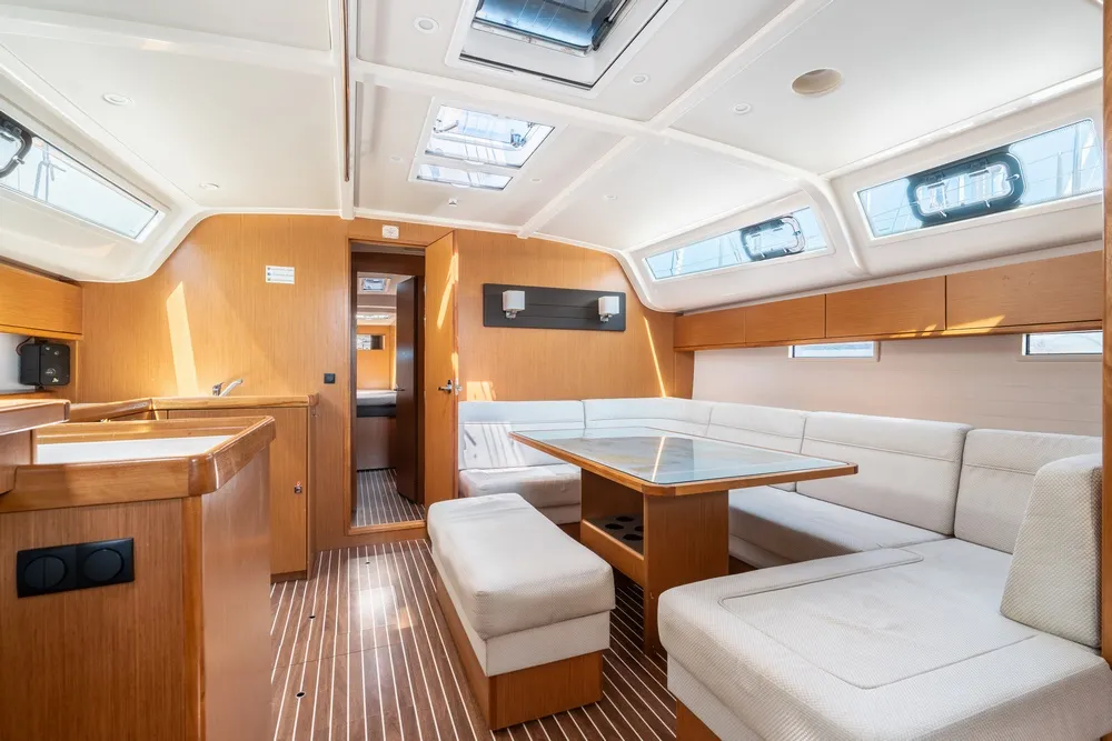 Salon of Elpida, a Bavaria Cruiser 51 sailboat at Municipal Unit of Rhodes, Greece
