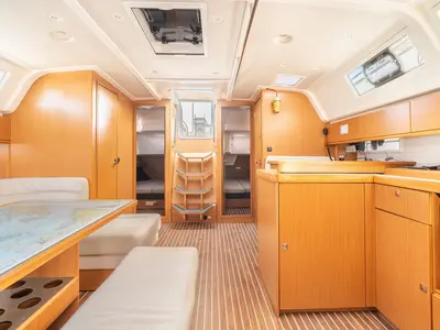 Galley of Elpida, a Bavaria Cruiser 51 sailboat at Municipal Unit of Rhodes, Greece