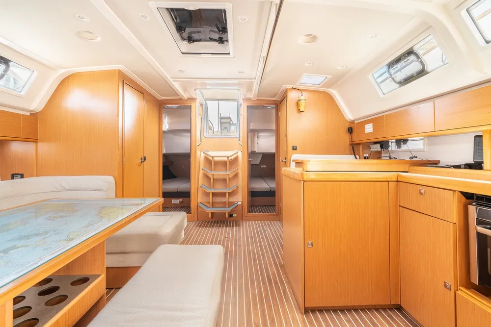 Galley of Elpida, a Bavaria Cruiser 51 sailboat at Municipal Unit of Rhodes, Greece