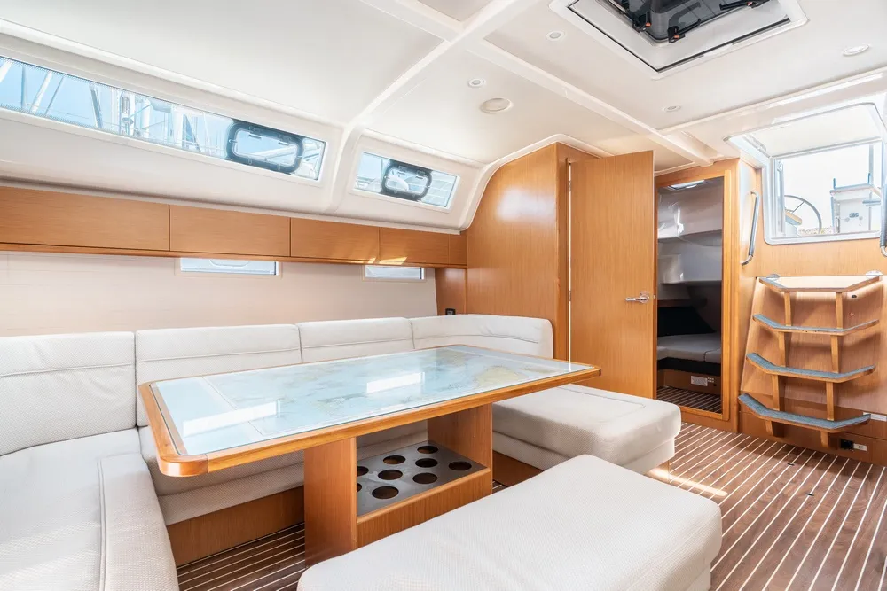 Salon of Elpida, a Bavaria Cruiser 51 sailboat at Municipal Unit of Rhodes, Greece