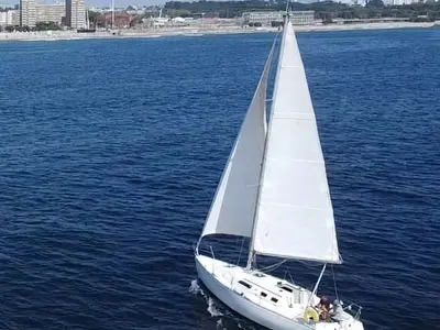 Exterior view of Esperanza, a Dufour 32 sailboat at Matosinhos, Portugal