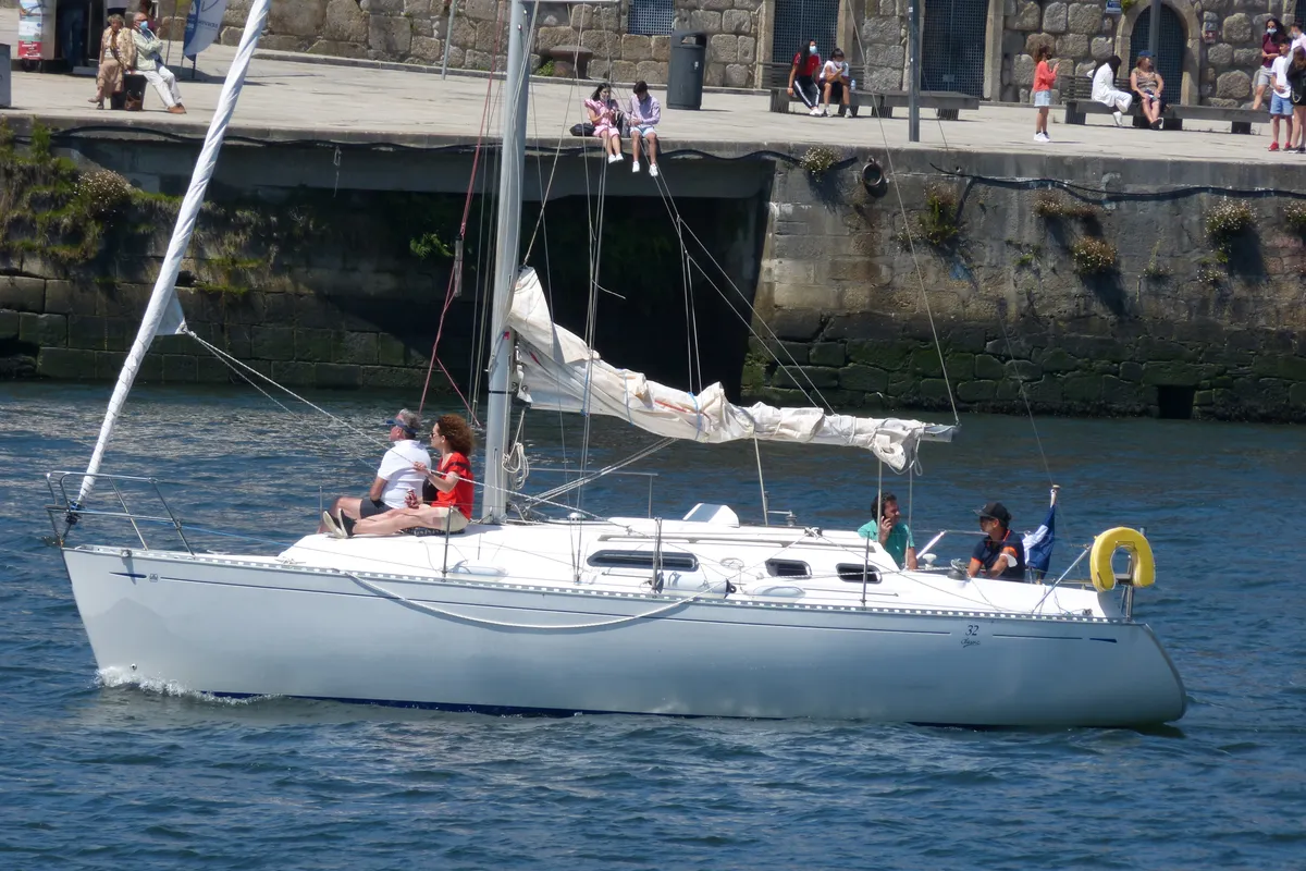 Exterior view of Esperanza, a Dufour 32 sailboat at Matosinhos, Portugal