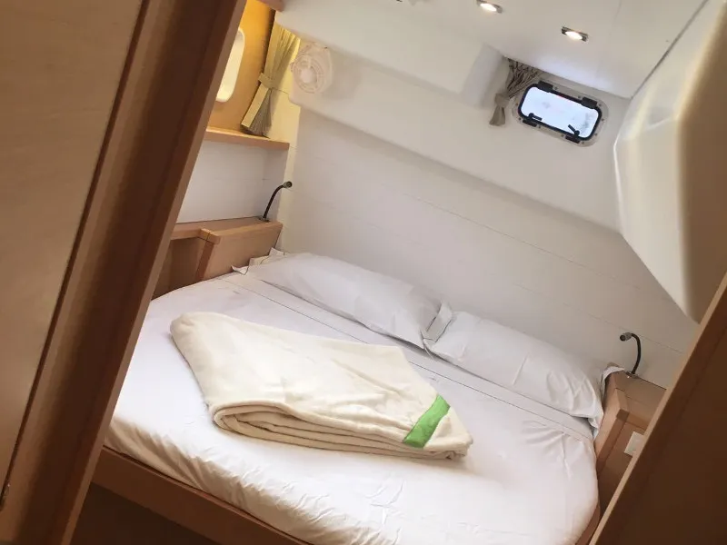Cabin on Le.One, a Lagoon 450 catamaran at Nettuno, Italy