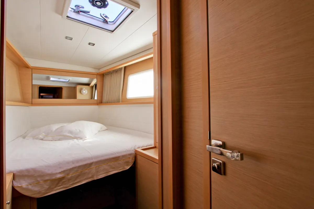Cabin on Le.One, a Lagoon 450 catamaran at Nettuno, Italy