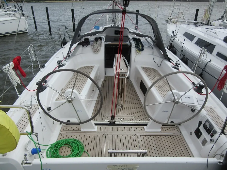 Cockpit of Seventeen, a Dehler 34 sailboat at Fisksätra, Sweden