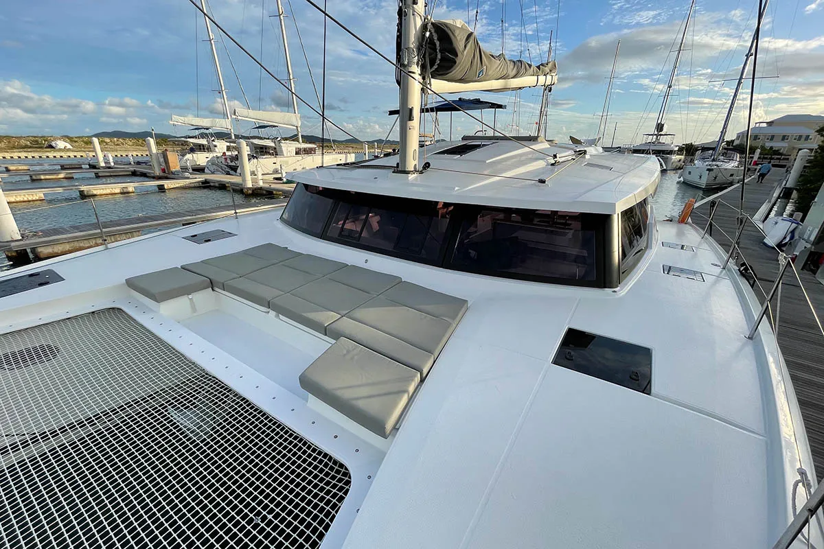 Deck of Carpe Diem  - BVI, a Fountaine Pajot Astrea 42 catamaran at Road Town, British Virgin Islands