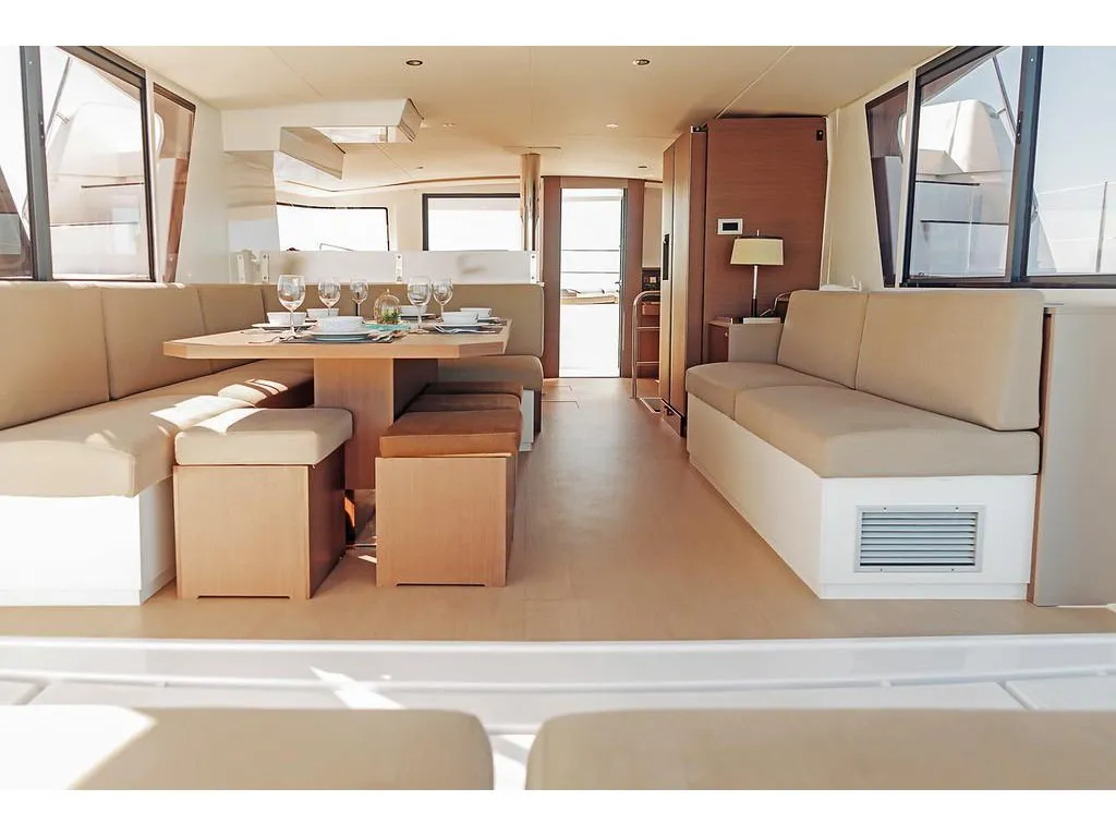 Salon of Bali 4.6, a catamaran at Volos, Greece