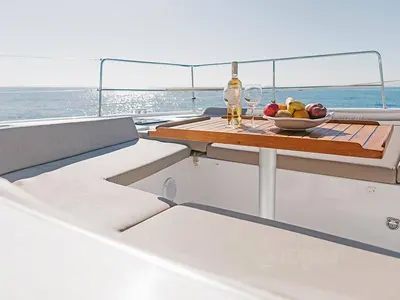 Deck of Bali 4.6, a catamaran at Volos, Greece