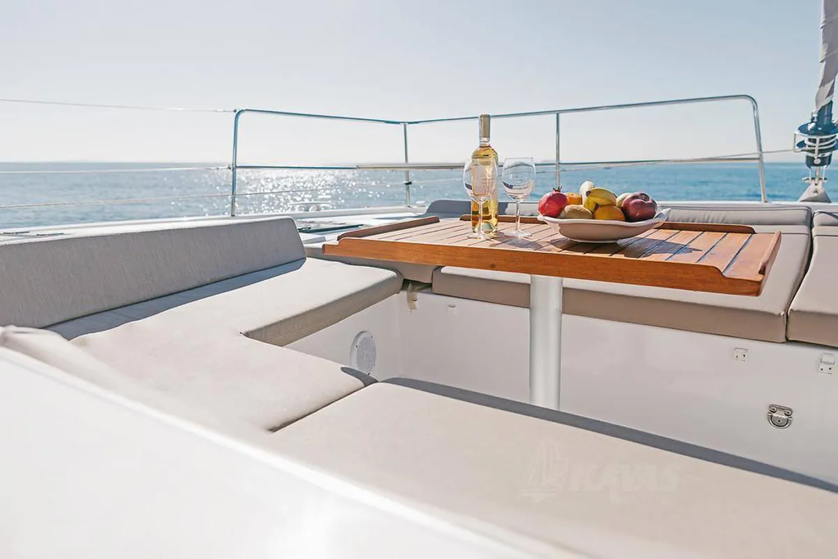 Deck of Bali 4.6, a catamaran at Volos, Greece