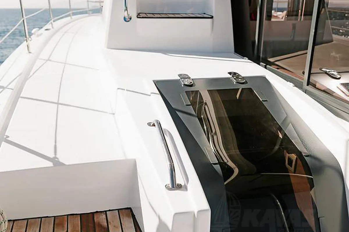 Deck of Bali 4.6, a catamaran at Volos, Greece