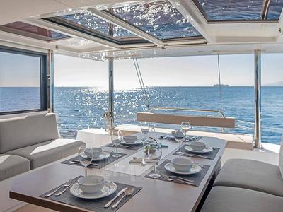 Salon of Bali 4.6, a catamaran at Volos, Greece