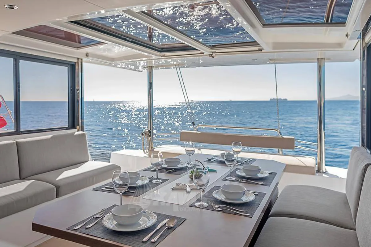 Salon of Bali 4.6, a catamaran at Volos, Greece