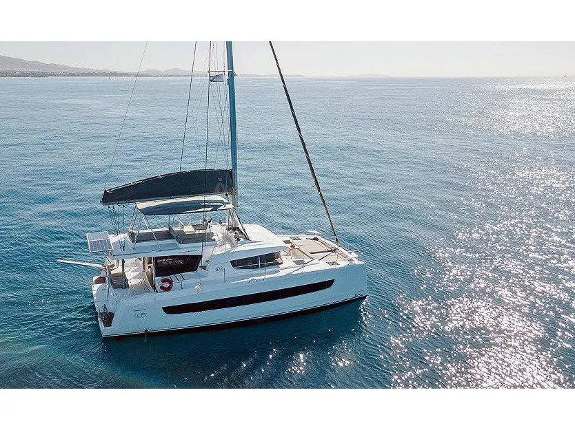 Exterior view of Bali 4.6, a catamaran at Volos, Greece