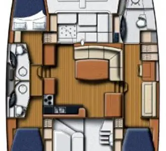 Floor plan of Boomer, a Leopard 44 catamaran at Roche Caiman, Seychelles