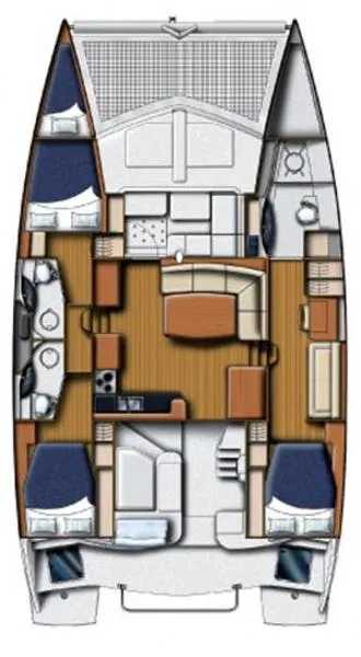 Floor plan of Boomer, a Leopard 44 catamaran at Roche Caiman, Seychelles