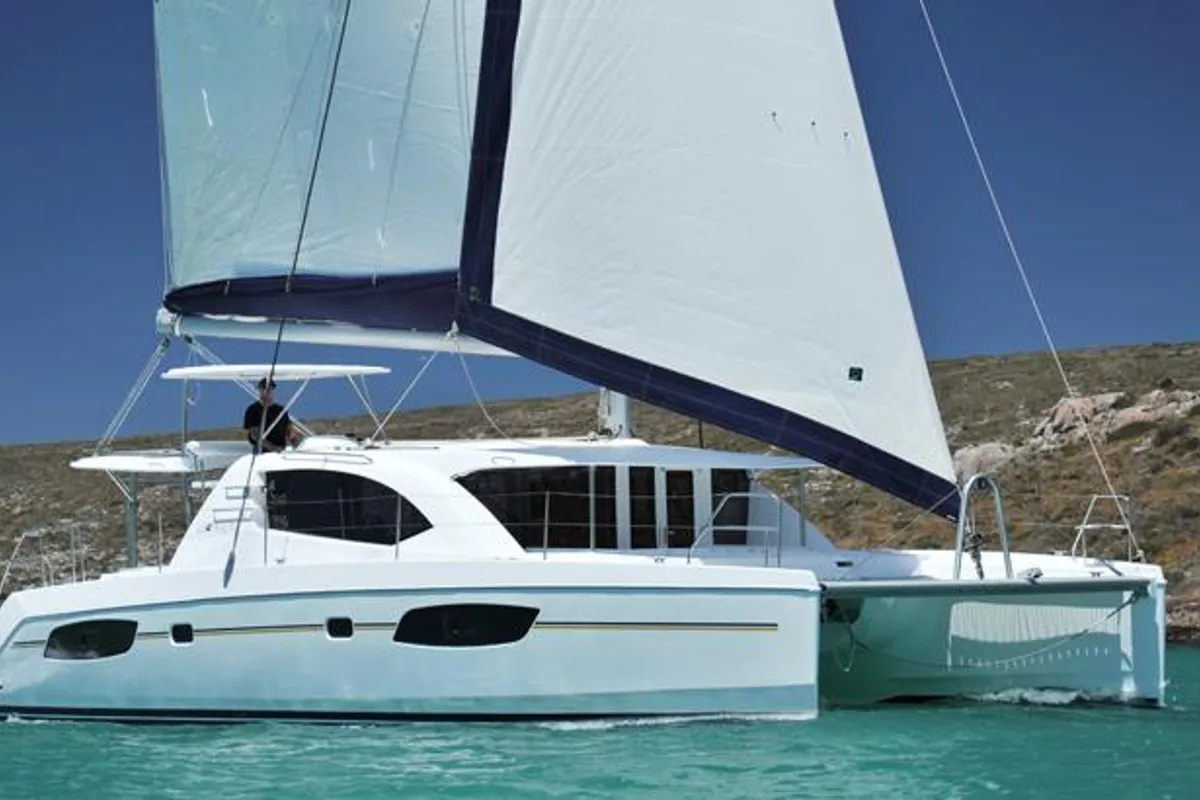 Exterior view of Boomer, a Leopard 44 catamaran at Roche Caiman, Seychelles
