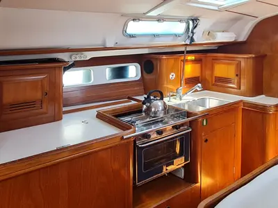 Galley of Erika, a Beneteau Oceanis Clipper 411 sailboat at Volos, Greece