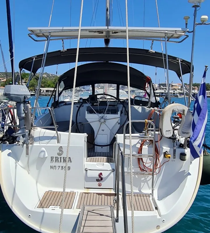 Cockpit of Erika, a Beneteau Oceanis Clipper 411 sailboat at Volos, Greece