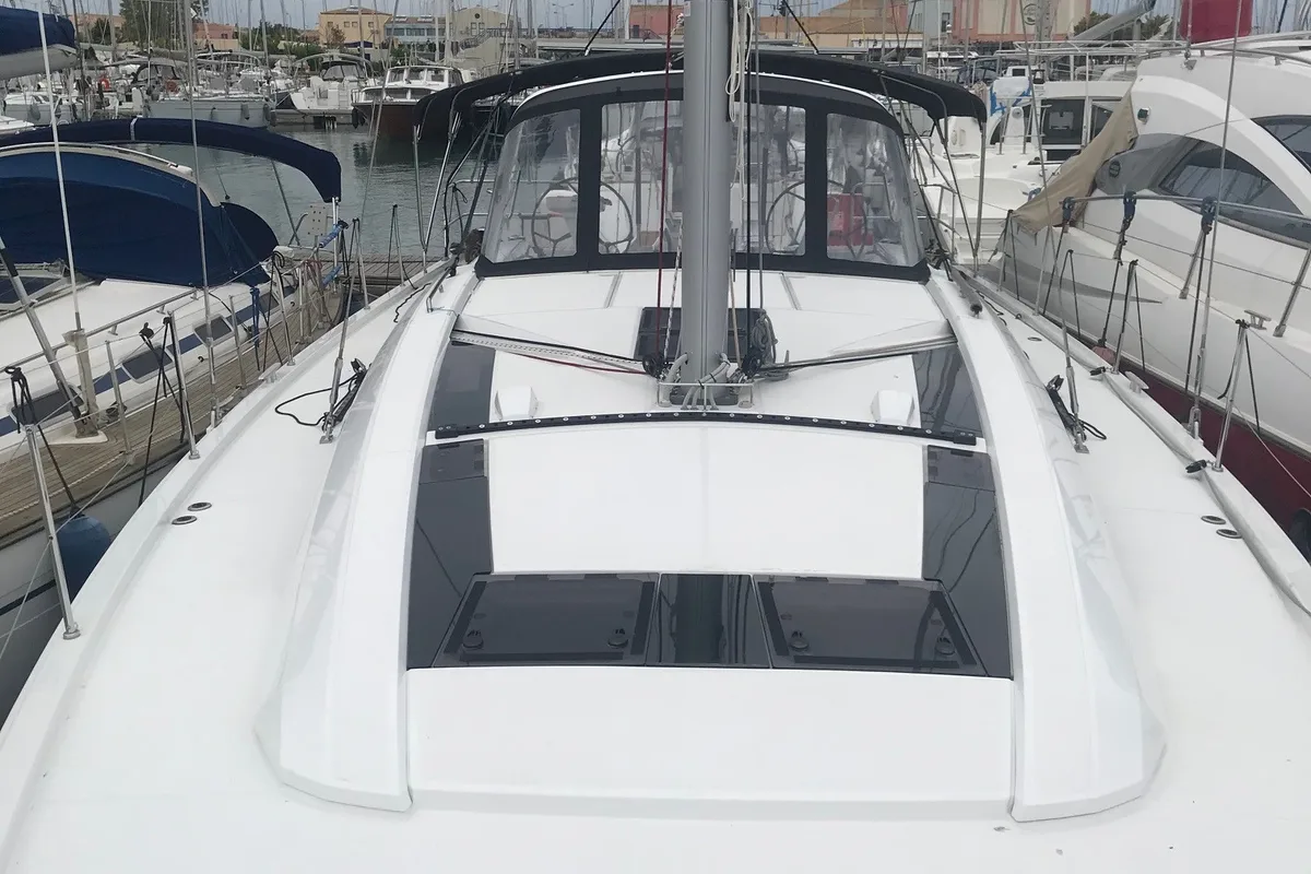 Deck of Elise, a Beneteau Oceanis 51.1 sailboat at Municipal Unit of Lefkada, Greece