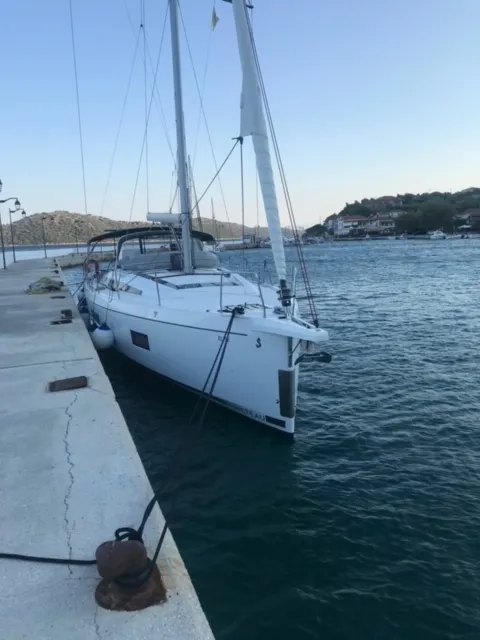 Exterior view of Elise, a Beneteau Oceanis 51.1 sailboat at Municipal Unit of Lefkada, Greece