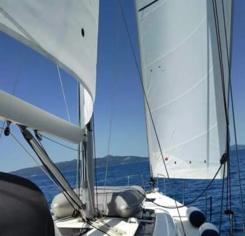 Deck of Elise, a Beneteau Oceanis 51.1 sailboat at Municipal Unit of Lefkada, Greece