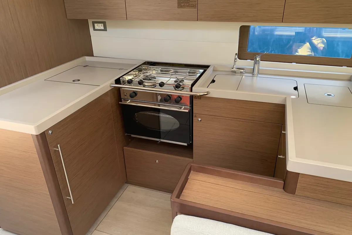 Galley of Elise, a Beneteau Oceanis 51.1 sailboat at Municipal Unit of Lefkada, Greece