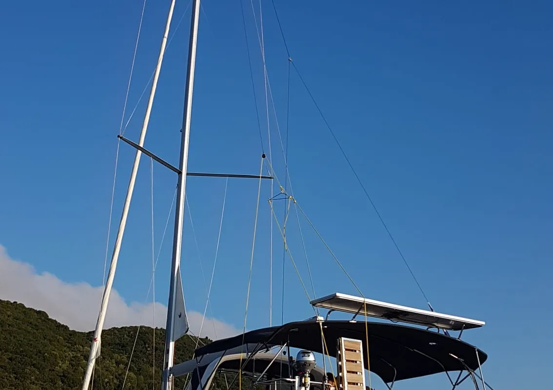 Deck of Elise, a Beneteau Oceanis 51.1 sailboat at Municipal Unit of Lefkada, Greece
