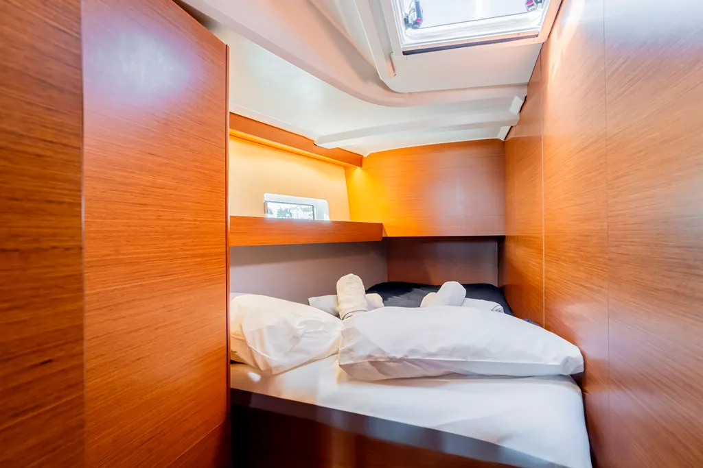 Cabin on Vitamin Sea, a Jeanneau Sun Odyssey 490 sailboat at Municipal Unit of Rhodes, Greece