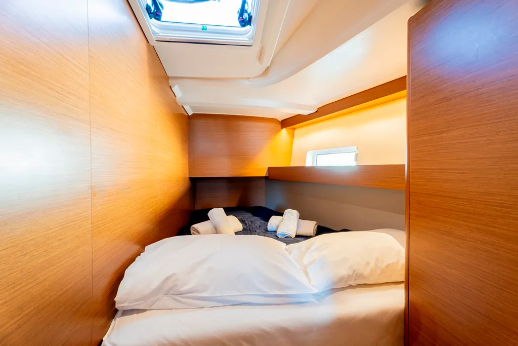 Cabin on Vitamin Sea, a Jeanneau Sun Odyssey 490 sailboat at Municipal Unit of Rhodes, Greece
