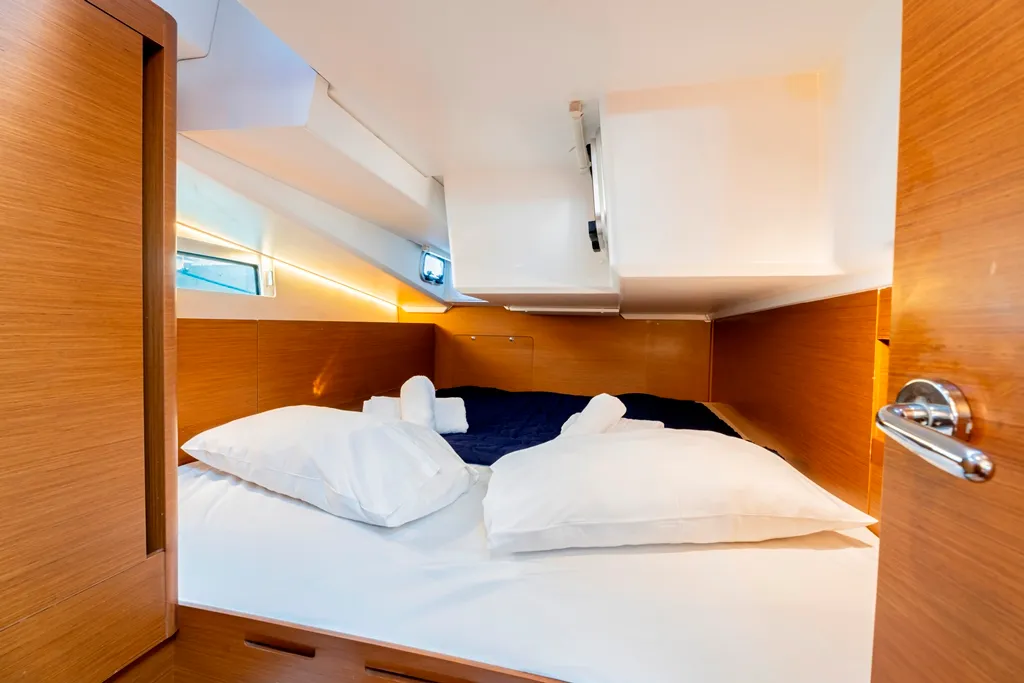 Cabin on Vitamin Sea, a Jeanneau Sun Odyssey 490 sailboat at Municipal Unit of Rhodes, Greece