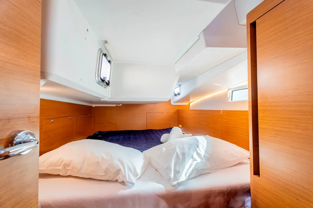 Cabin on Vitamin Sea, a Jeanneau Sun Odyssey 490 sailboat at Municipal Unit of Rhodes, Greece