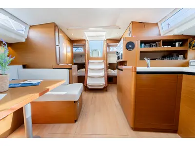 Salon of Vitamin Sea, a Jeanneau Sun Odyssey 490 sailboat at Municipal Unit of Rhodes, Greece