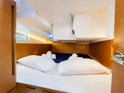 Cabin on Vitamin Sea, a Jeanneau Sun Odyssey 490 sailboat at Municipal Unit of Rhodes, Greece