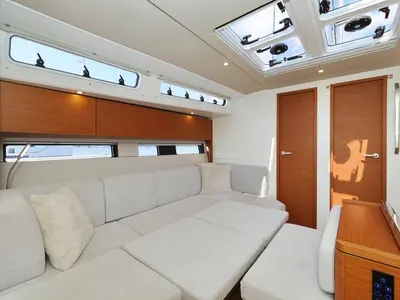 Salon of Private Dancer, a Hanse 460 sailboat at Šibenik, Croatia