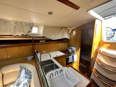 Galley of Steelbird I, a Jeanneau Sun Odyssey 39i sailboat at Fethiye, Turkey