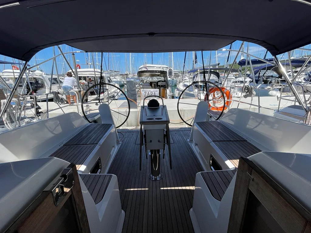 Cockpit of Alessandra, a Bavaria Cruiser 46 sailboat at Općina Sukošan, Croatia