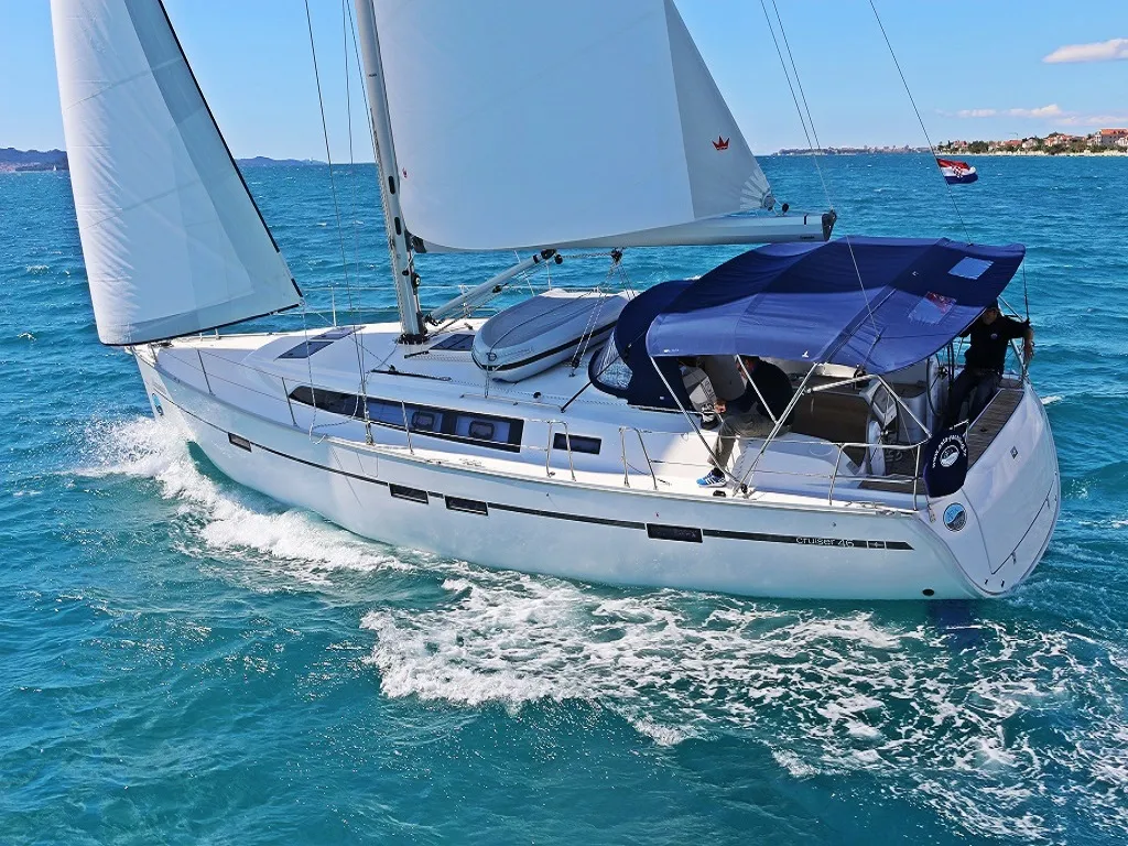 Exterior view of Alessandra, a Bavaria Cruiser 46 sailboat at Općina Sukošan, Croatia